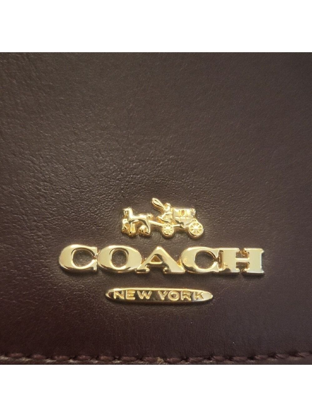 Coach Trifold Wallet in Burgundy, Pink & Brown Signature Canvas - Picture 13 of 13
